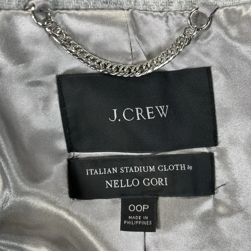 J. Crew Nello Gori Italian Stadium Cloth‎ Pea Coat 00P Gray Wool Stand Collar - Picture 3 of 9